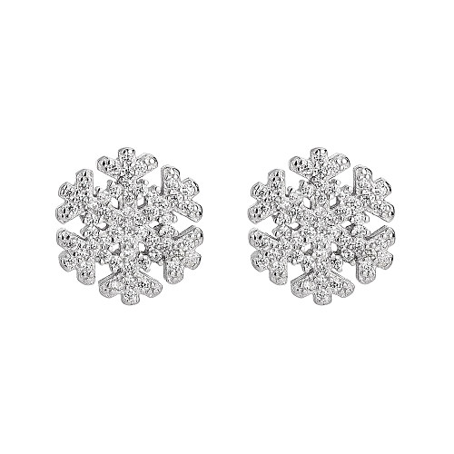 Cubic Zirconia Snowflake Stud Earring