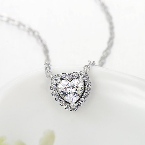 Sterling Silver Sparkle Zirconia Heart Necklaces
