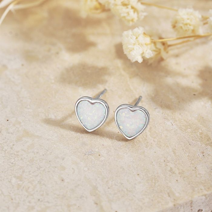 Heart Opal Stud Earring