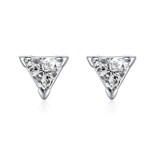 Boucles d'oreilles à tige triangulaires en argent sterling avec zircones scintillantes