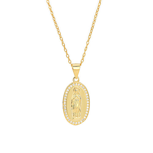 Cubic Zirconia Mother of God Pendant Necklace