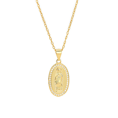 Collier pendentif mère de Dieu en zircone cubique