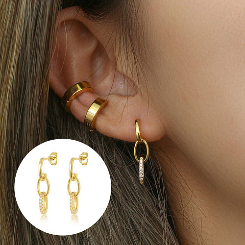 Boucles d'oreilles ovales en argent et zircone cubique