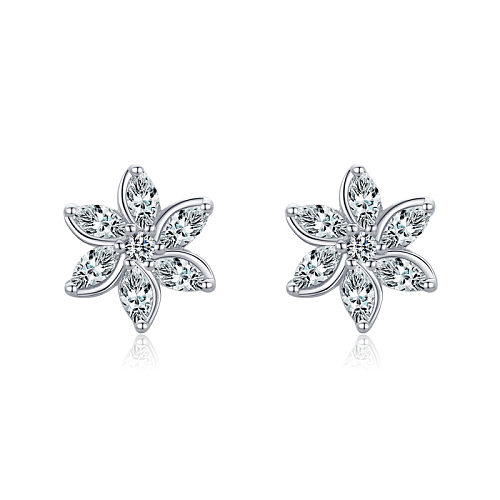 Sterling Silver Zirconia Star Stud Earrings
