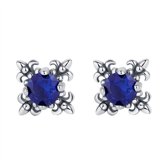 Vintage Iris Blue Zirconia Stud Earrings