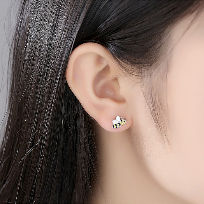Pendientes infantiles de plata con diseño de abejas