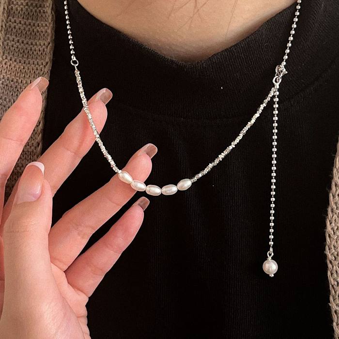 Mini Crash Silver Pearl Necklace