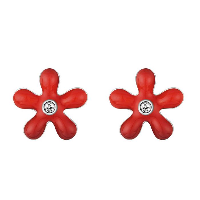 Boucles d'oreilles à tige en forme de fleur en argent sterling et émail