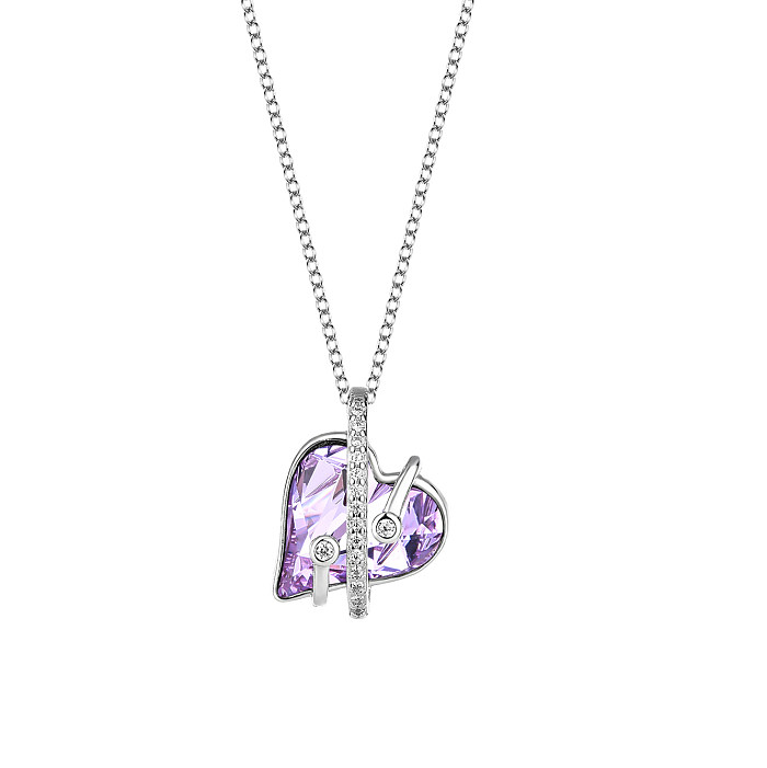 Austrian Crystals Love Heart Cubic Zirconia Pendant Necklace