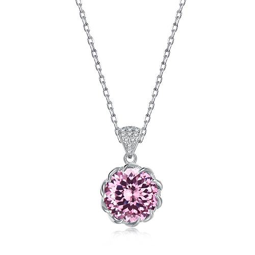 Sterling Silver High Carbon A Pink Zirconia Necklaces