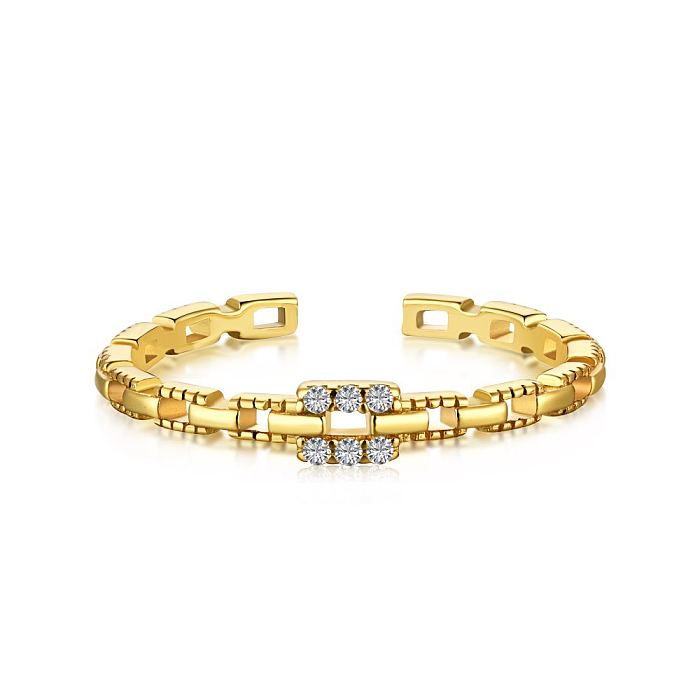 Sterling Silver CZ Link Chain Open Rings
