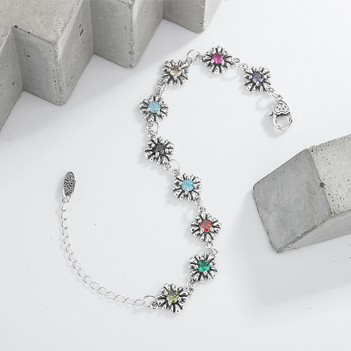 Bracelets vintage à fleurs de marguerite en zircone