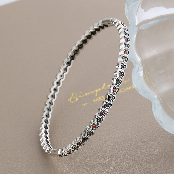 Bracelets coeur vintage en zircone arc-en-ciel