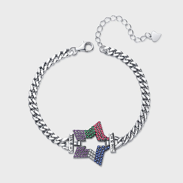 Rainbow Zirconia Star Chain Bracelets