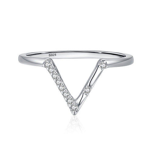 Sterling Silver Zirconia V Band Rings