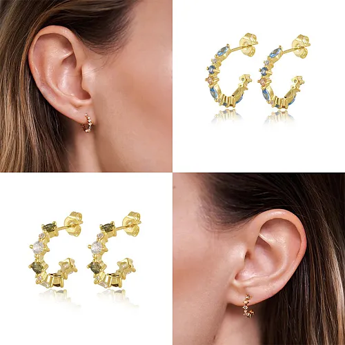 Sterling Silver Sparkle Zirconia Stud Earrings