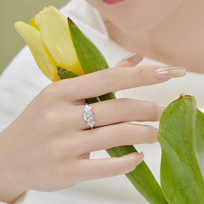 A Crushed Ice Cut Hexagon Zirconia Solitaire Ring