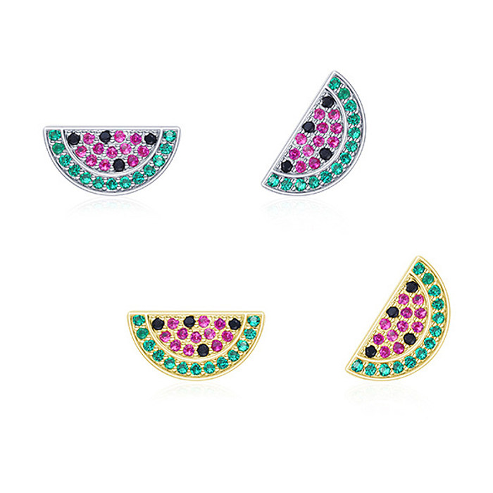 Kids  Silver Zirconia Watermelon Stud Earring
