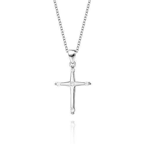 Collier pendentif croix en zircone cubique