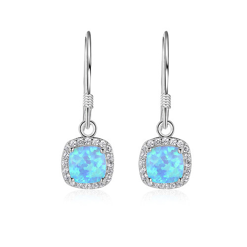 Vintage Zirconia Blue Opal Dangle Earring