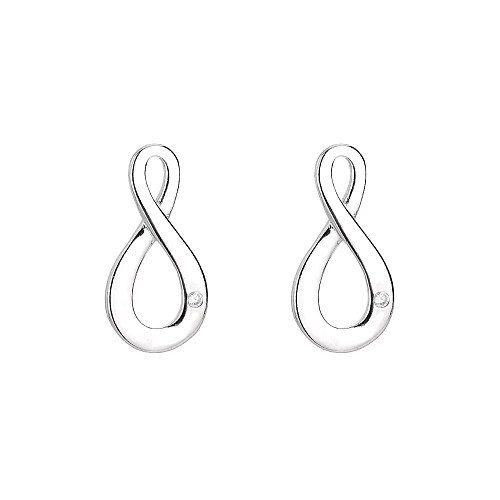 Silver Cubic Zirconia Infinity Stud Earring