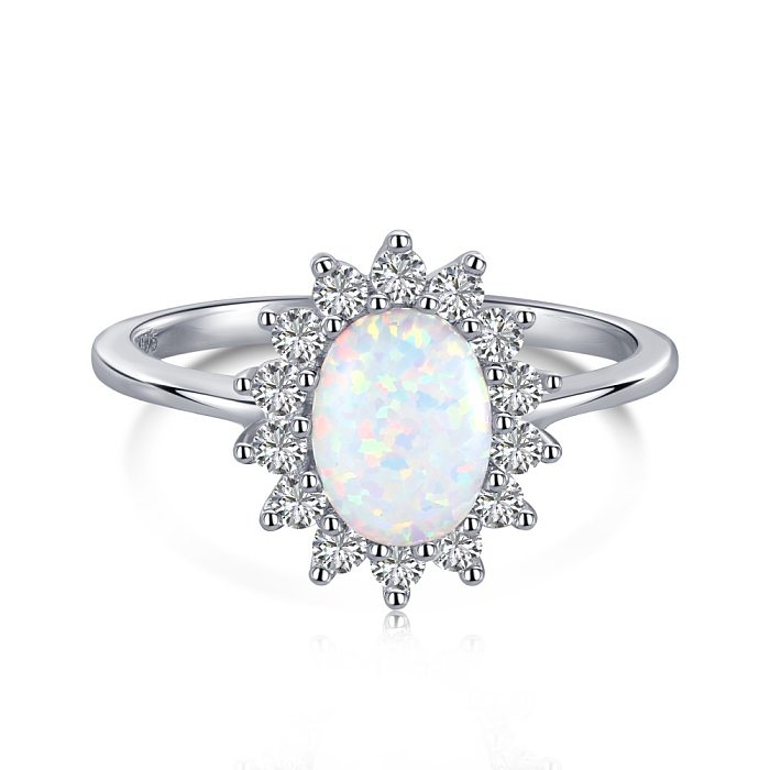 Sterling Silver Vintage Zirconia Opal Ring