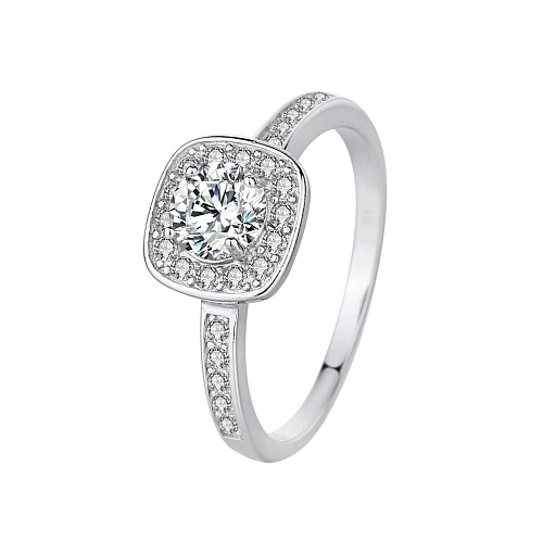 Silver Cubic Zirconia Solitaire Ring