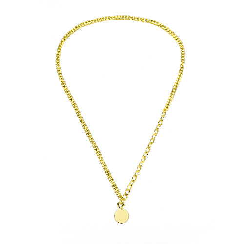 Thick Chain Circle Pendant Necklace