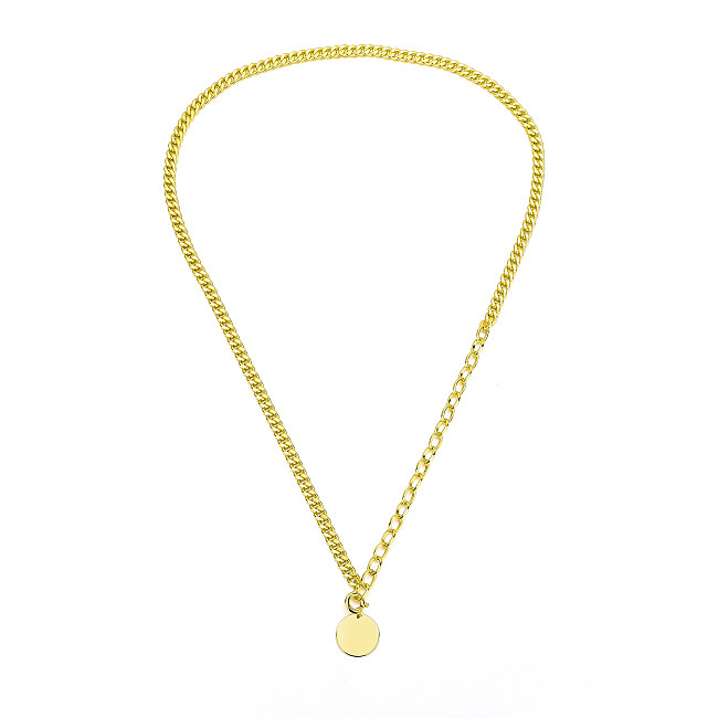 Thick Chain Circle Pendant Necklace