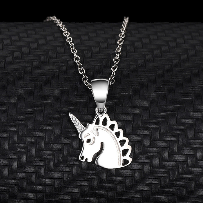 Cubic Zirconia Unicorn Pendant Necklace