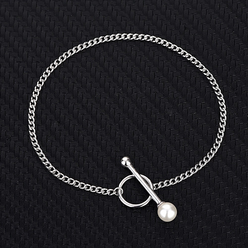 Circle Pearl Chain Bracelet