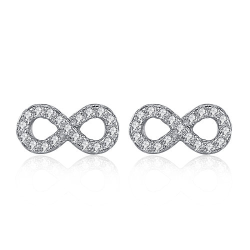 Sterling Silver CZ Infinity Stud Earrings