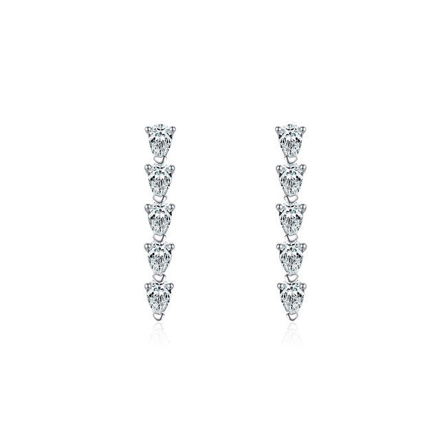 Sterling Silver Zirconia Waterdrop Stud Earrings