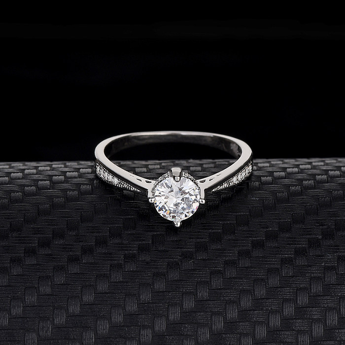 Silver Cubic Zirconia Solitaire Ring