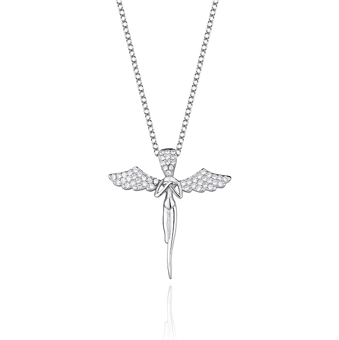 Cubic Zirconia Angel Wings Pendant Necklace
