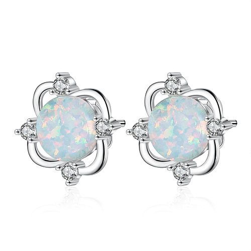 Zirkonia-Opal-Blumen-Ohrstecker