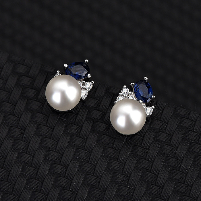 Ensemble de boucles d'oreilles et collier avec pendentif en perles de zircone cubique