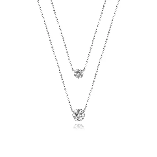 Sterling Silver Layered Flowers Necklaces