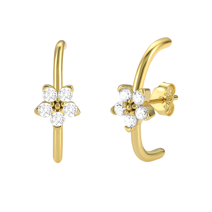 Silver Cubic Zirconia Flower Stud Earring