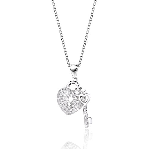 Silver Cubic Zirconia Open Your Heart Necklace