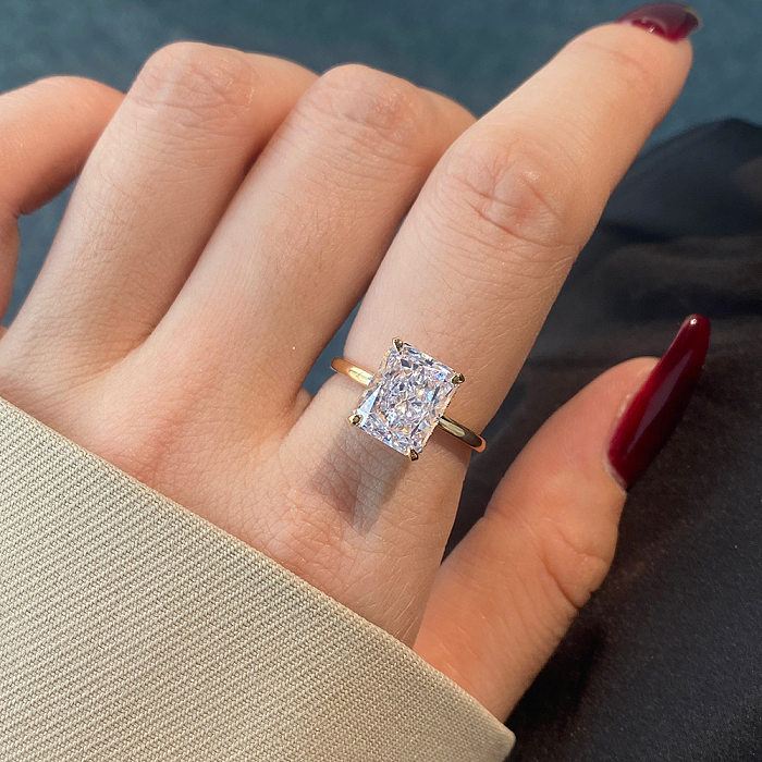 Stylish A Radiant Cut Zirconia Solitaire Ring