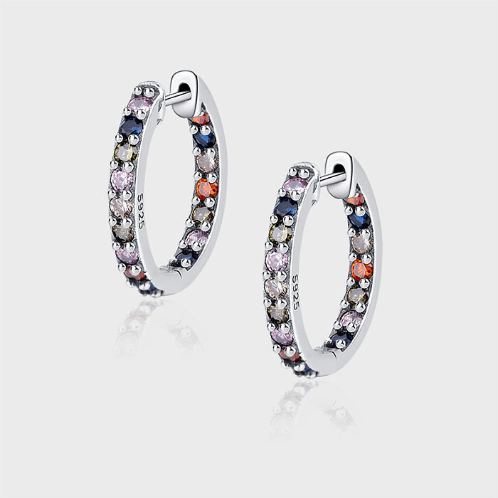 Luxury Rainbow Zirconia Huggie Hoop Earrings