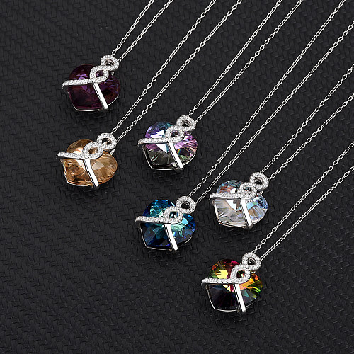 Austrian Crystals Love Heart Cubic Zirconia Infinity Necklace