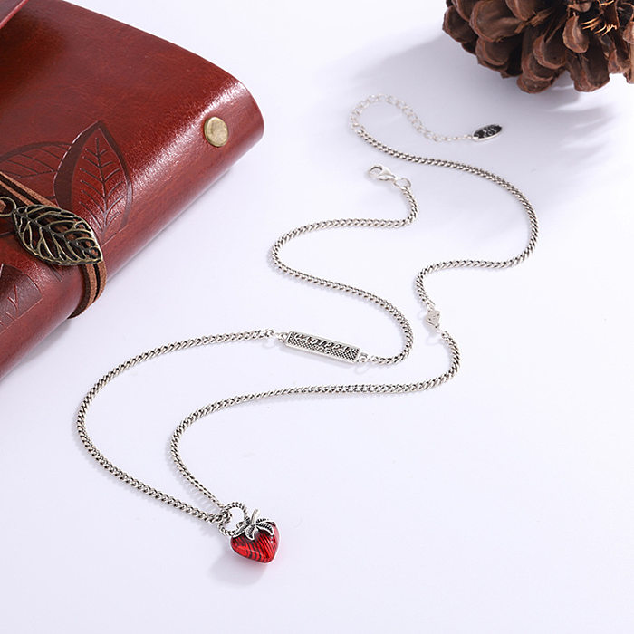 Vintage Strawberry Pendant Chain Necklaces