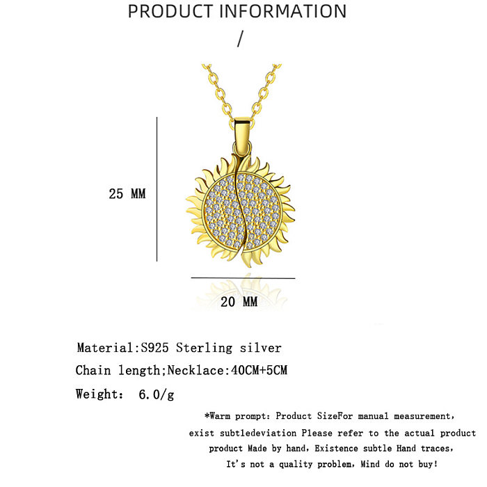 Sterlingsilber-Sonnenblumen-Medaillon-Buchstaben-Halsketten