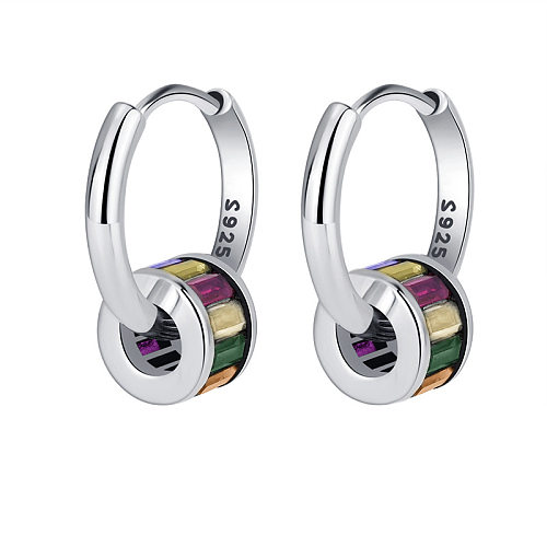 Rainbow Zirconia Small Waist Hoop Earrings