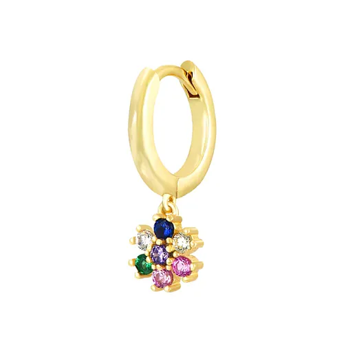 pcs  Sterling Silver Colorful Zirconia Flower Hoop Earring