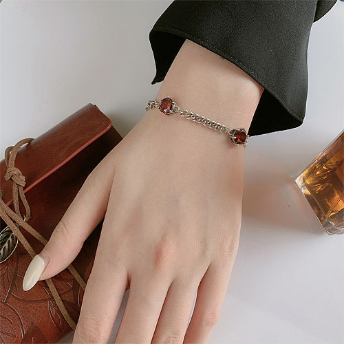 Red Zirconia Layered Chain Bracelets
