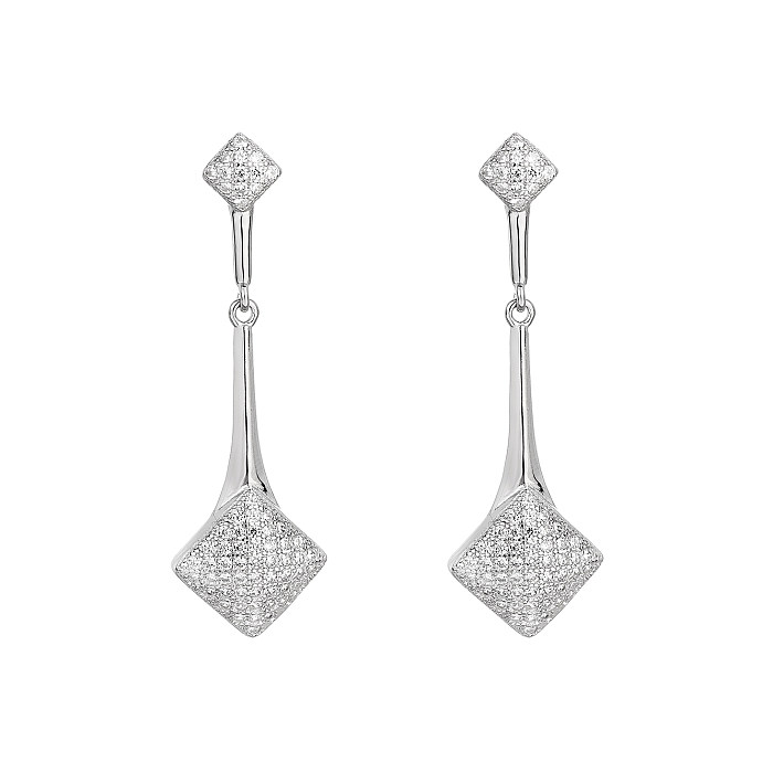 Silver Cubic Zirconia Geometric Stud Earring