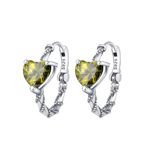 Vintage Olivine Flower Zirconia Hoop Earrings